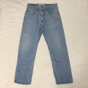 Levis‎ Jeans Mens 32x30 Blue Pants 505 Straight Denim Paint Splatter Tag 33x32